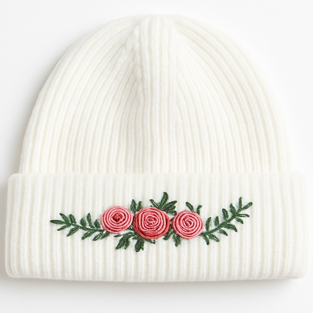 Custom Women's Embroidered Wool Warm Ribbed Winter Knitted Hats