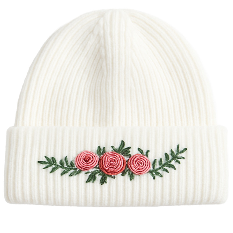 Custom Women's Embroidered Wool Warm Ribbed Winter Knitted Hats