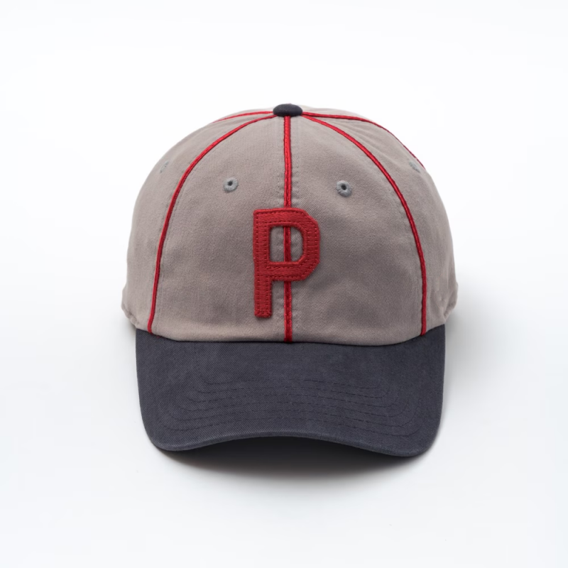 2026 New Cotton Twill 6-Panel Fashionable Vintage Washed Two-Tone Logo Piping Metal Buckle Front Panel Cap
