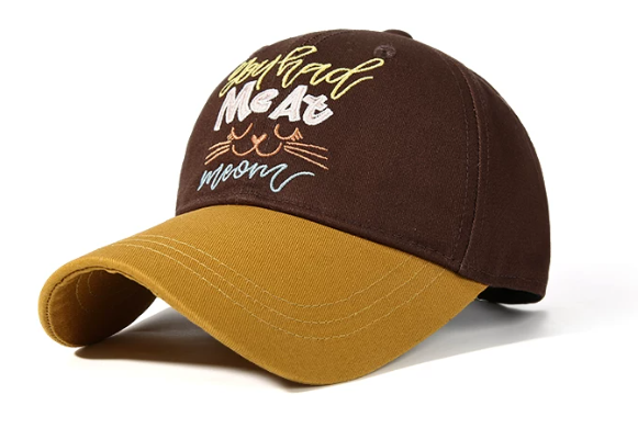 Contrast Color Vintage Embroidered 6-Panel 100% Cotton Baseball Cap Adjustable Unisex Outdoor Travel Use
