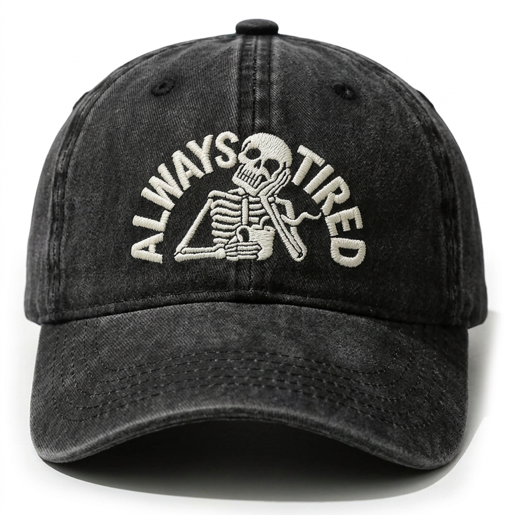 Three-dimensional Skull Letter Embroidery Washed-out Distressed Baseball Cap for Outdoor Sun protection