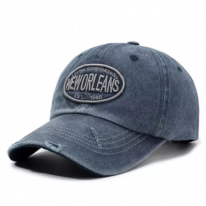 New Arrival Vintage 3D Embroidered Letter Pattern Washed Distressed 100% Cotton Adjustable Unisex Baseball Cap