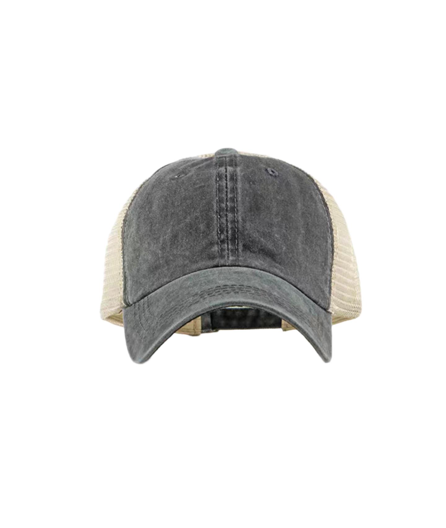 Washed Distressed Mesh 6-Panel Trucker Cap Breathable Adjustable Unisex Retro Dad Hat with Eyelet Ventilation for Sports & Beach