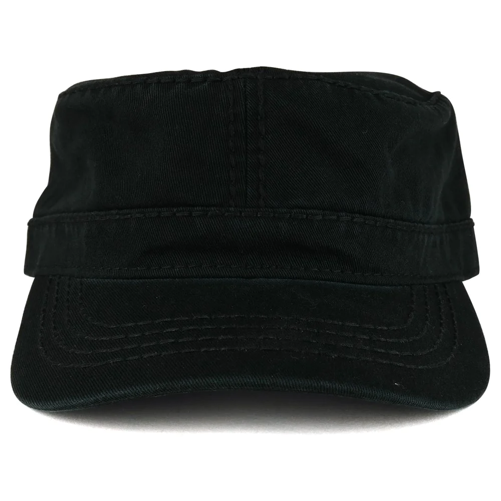 Outdoor Character Garment Washed Cotton Twill Flat Top Cap with 3D Embroidery and Adjustable Heavy Stitching