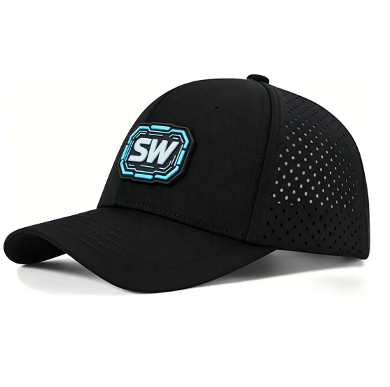 Custom 6 Panel Laser Hole Breathable Sports Baseball Cap Men Casual Hollow Out Mesh Golf Hat With 3D PVC Patch Logo