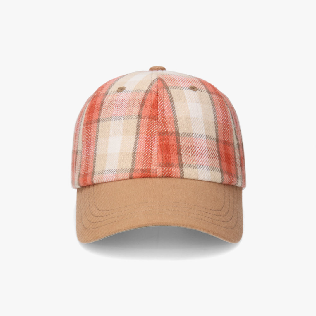 High Quality Houndstooth Splice Fruit/Letter Baseball Cap Breathable Waterproof Fabric Curved Brim Sporty Style Puff Printing