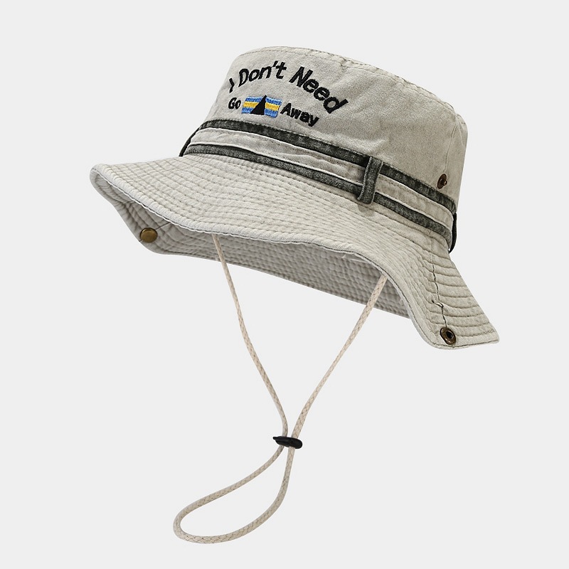 Alphabet Washed Distressed Fishermen's Cowboy Hats Men Women Outdoor Camping Mountain Climbing Sun Protection Western Character
