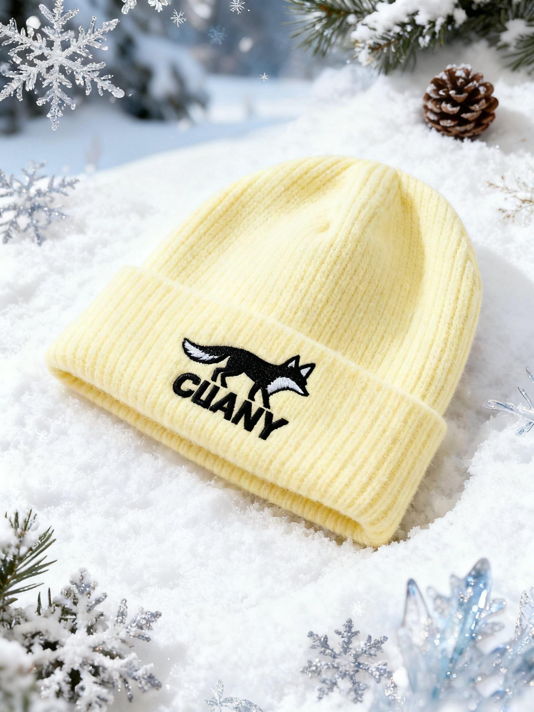 Custom Women's Embroidered Wool Warm Ribbed Winter Knitted Hats