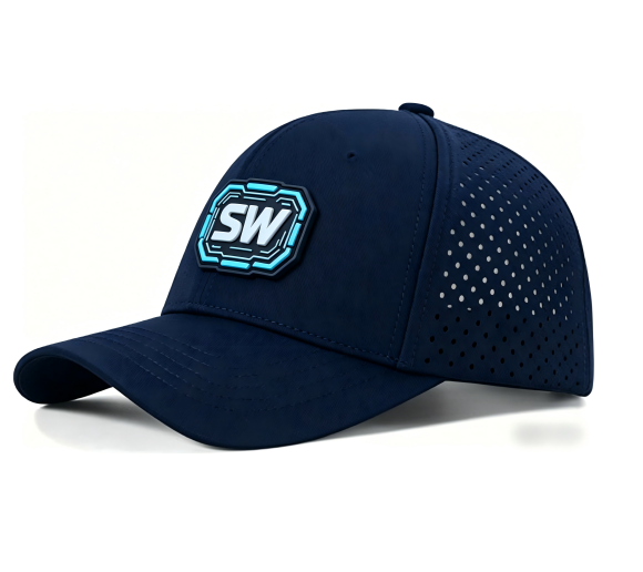 Custom 6 Panel Laser Hole Breathable Sports Baseball Cap Men Casual Hollow Out Mesh Golf Hat With 3D PVC Patch Logo