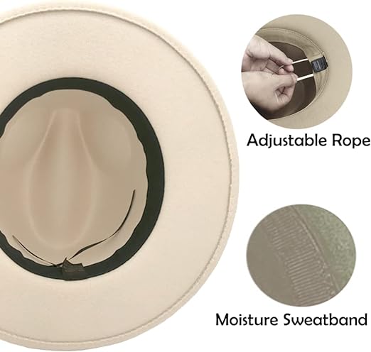 Custom Women's Classic Wide Brim Fedora Hat Felted Panama Hat with Belt Buckle for Casual Outdoor Winter Wear