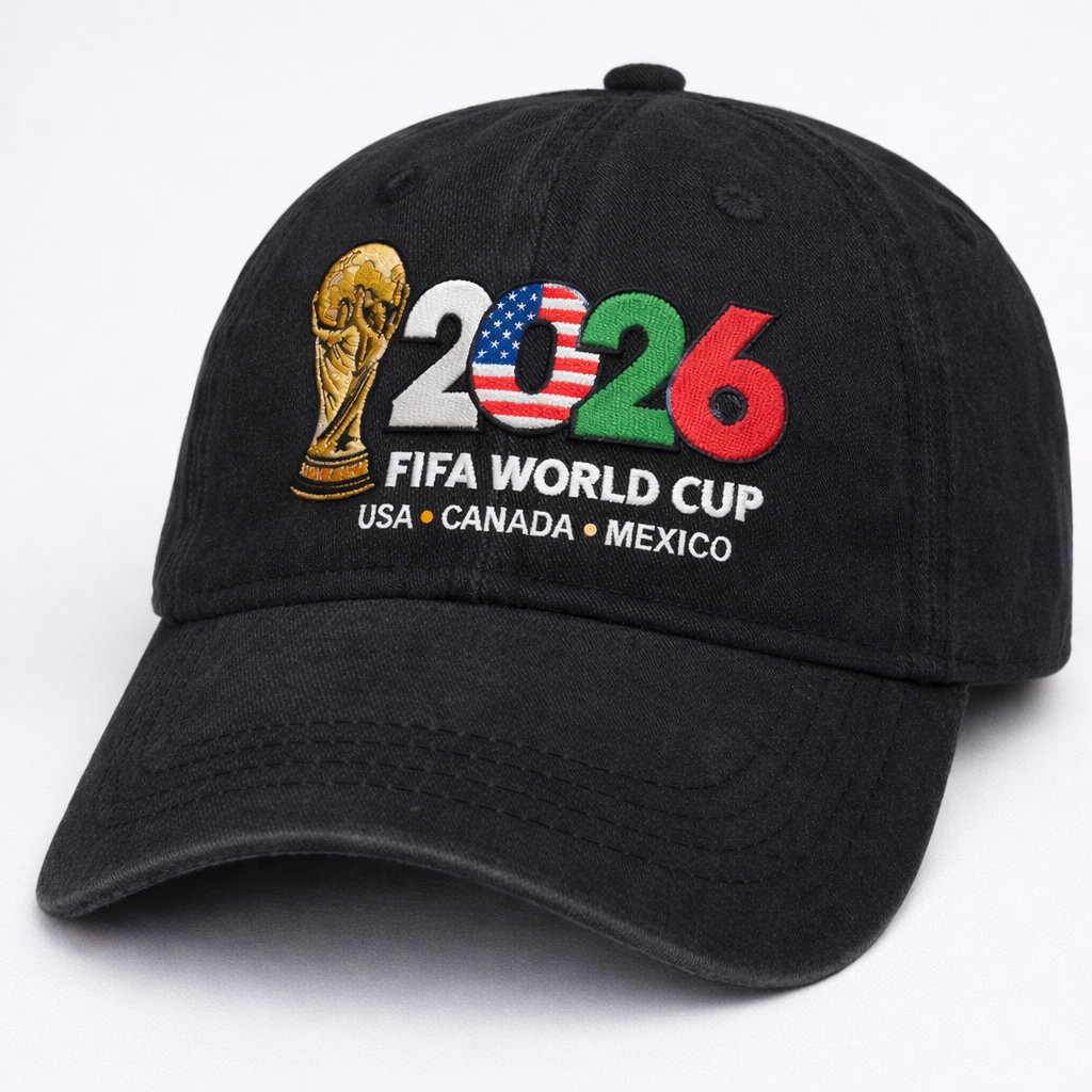 FIFA World Cup 2026 Embroidered Gray Adjustable Cotton Denim Baseball Cap