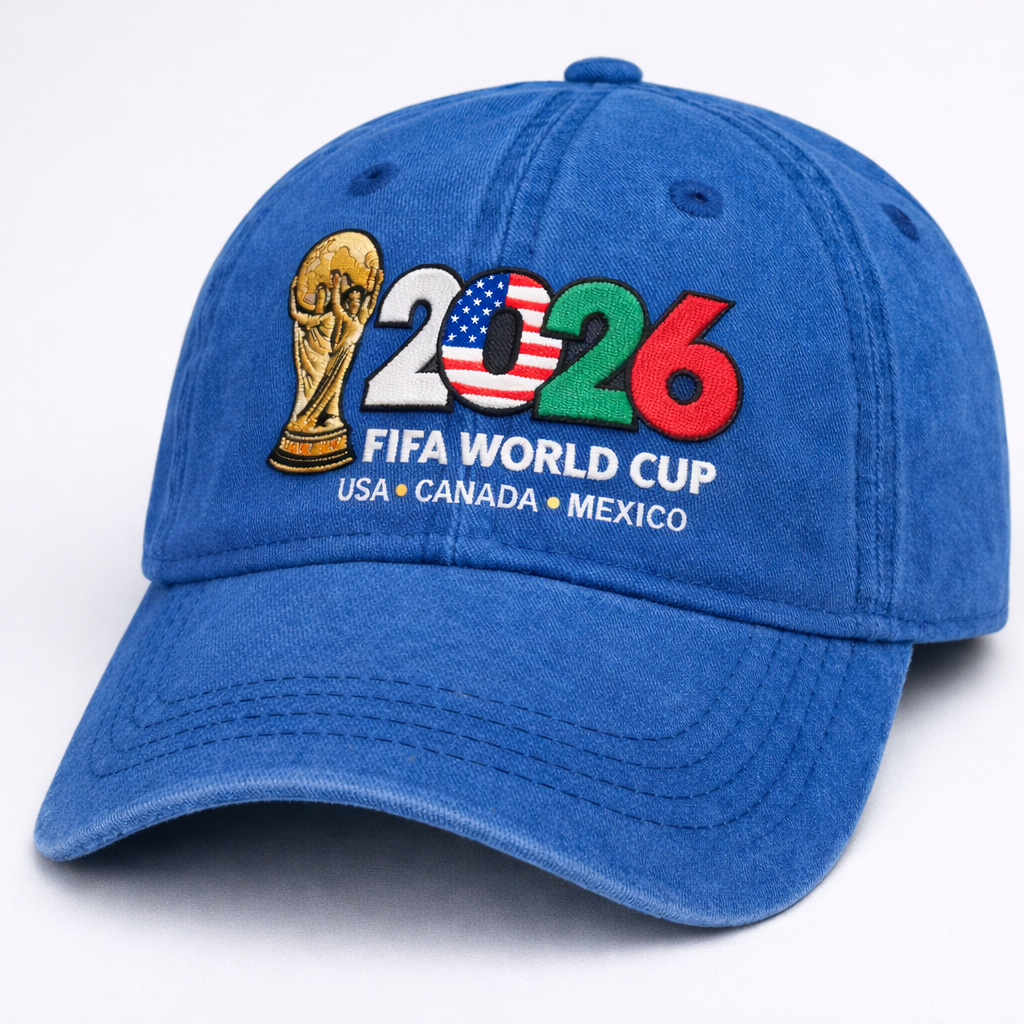 FIFA World Cup 2026 Embroidered Gray Adjustable Cotton Denim Baseball Cap
