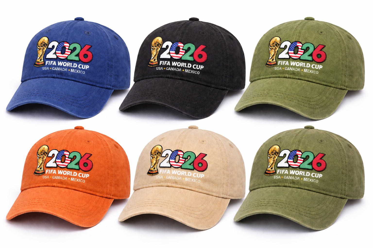FIFA World Cup 2026 Embroidered Gray Adjustable Cotton Denim Baseball Cap