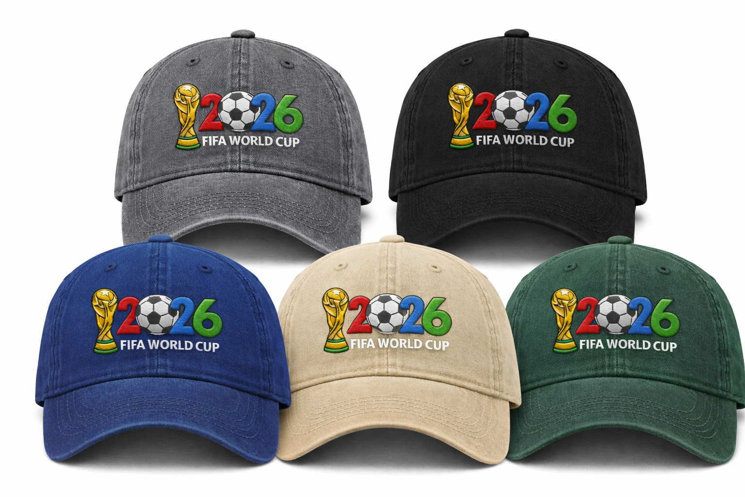 FIFA World Cup 2026 Embroidered Gray Adjustable Cotton Denim Baseball Cap