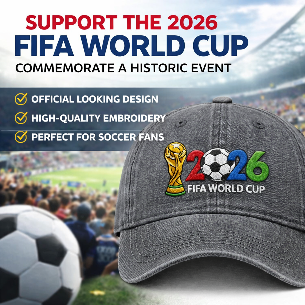 FIFA World Cup 2026 Embroidered Gray Adjustable Cotton Denim Baseball Cap