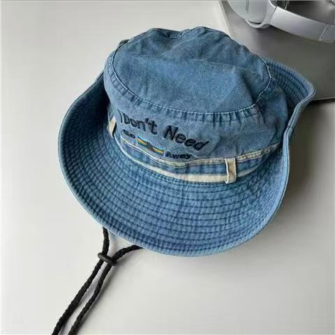 Alphabet Washed Distressed Fishermen's Cowboy Hats Men Women Outdoor Camping Mountain Climbing Sun Protection Western Character