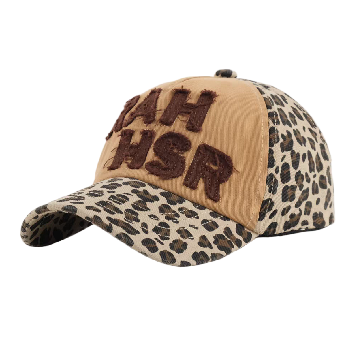 Leopard Print Patchwork Letter Embroidered Twill Sporty Baseball Cap Retro Y2K Soft Top Adjustable Dad Hat Common