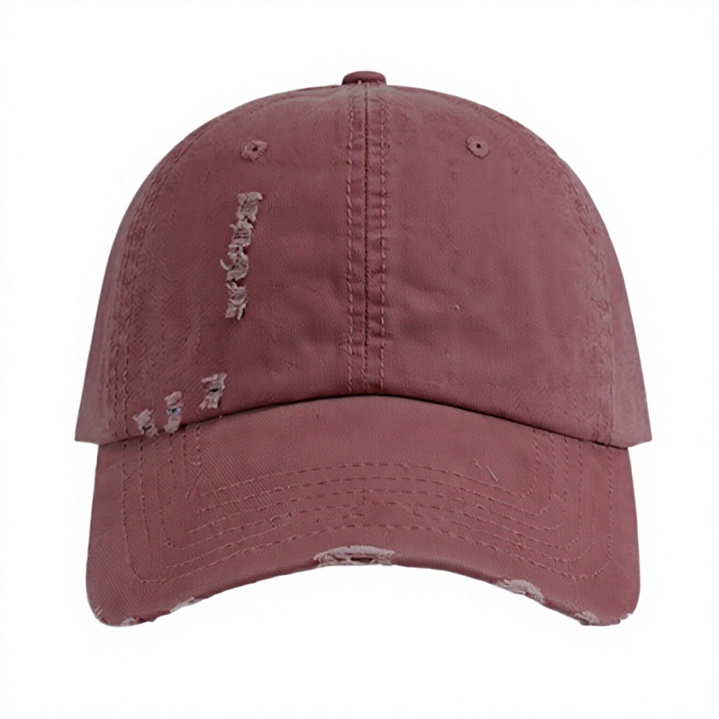 Korean-style Personalized Ripped Baseball Cap with Soft Crown and Wide Brim