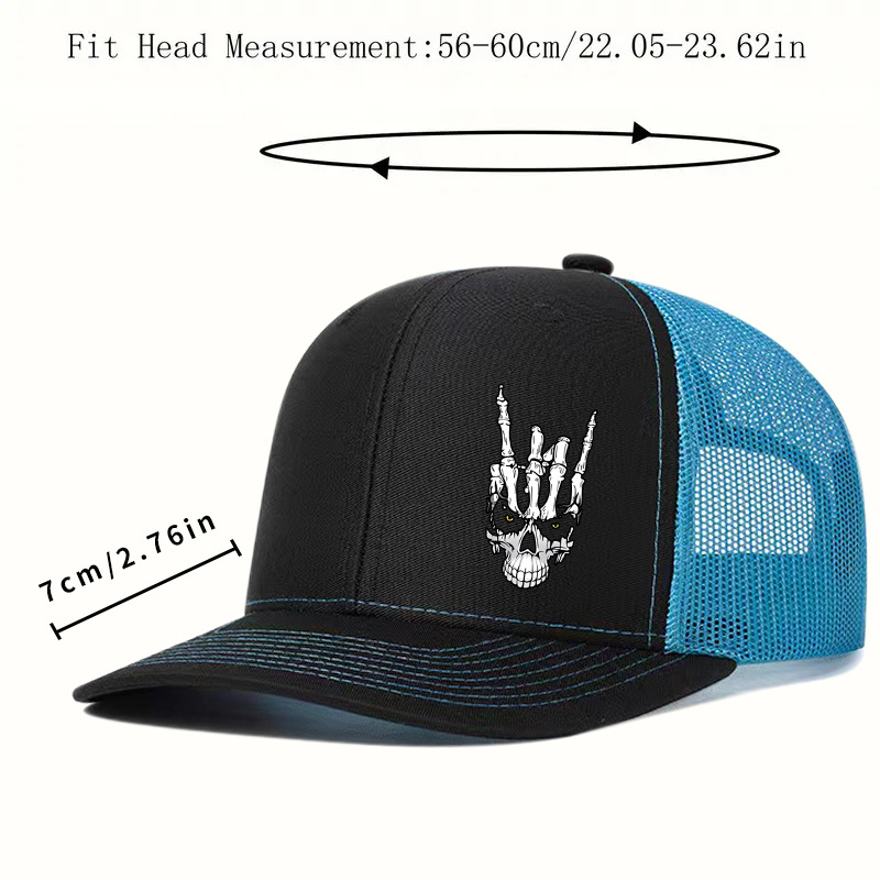Halloween Skull Hand-brim Baseball Trucker Hat Outdoor Breathable Mesh Cap