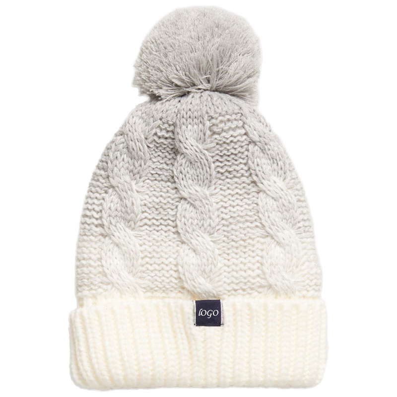 Custom Logo 3D Embroidery Winter Warm Soft Knitted Beanie Hat with Pom Beach Style Unisex Adult China Cap Manufacturer