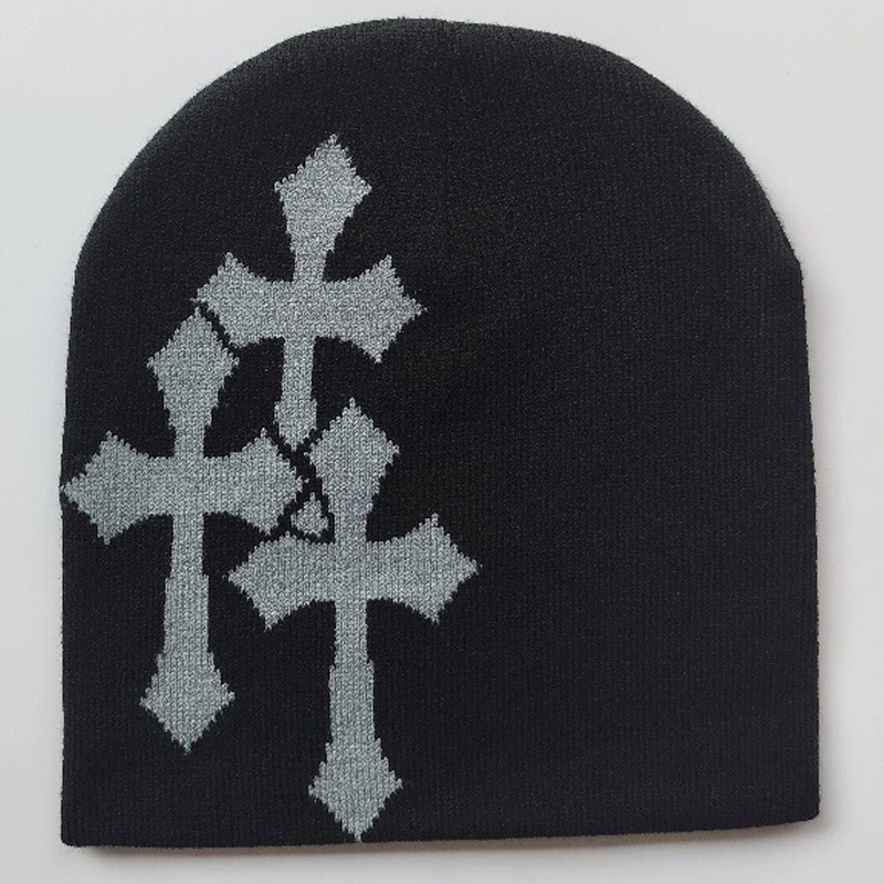 Trendy Cross-Shape Jacquard Hats for Men and Women Popular Hip-hop Street Style for Outdoor Sports and Travel