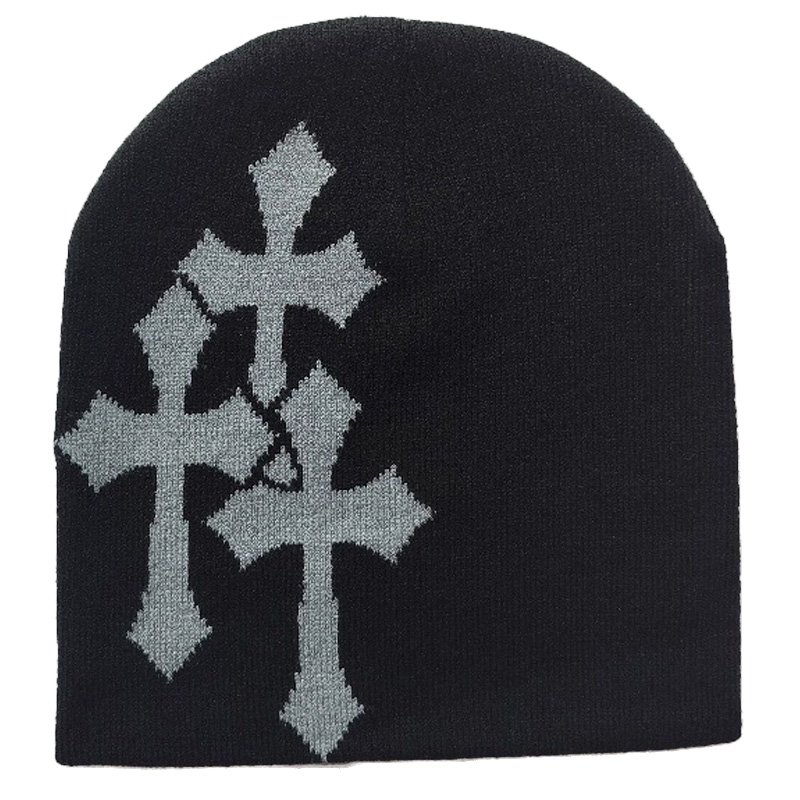Trendy Cross-Shape Jacquard Hats for Men and Women Popular Hip-hop Street Style for Outdoor Sports and Travel