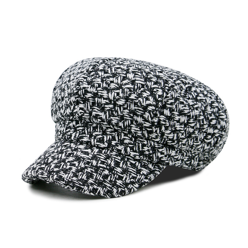 2025 New Style Women's Autumn/Winter Octagonal Hat - Bare Head Wool Vintage Beret for Casual Wear