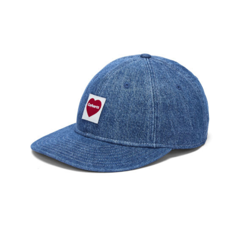 2026 New High-Quality 6-Panel Baseball Cap Woven Heart Logo Silver Metal Buckle with Adjustable Size Pre-Washed Finish