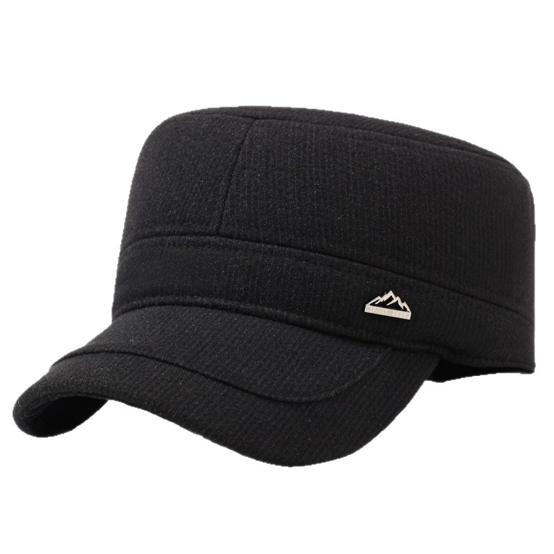 Winter New Style Outdoor Men's Elderly Hat Warm Wool Flat-top Cap Casual Middle-aged Dad Thick Flat-top