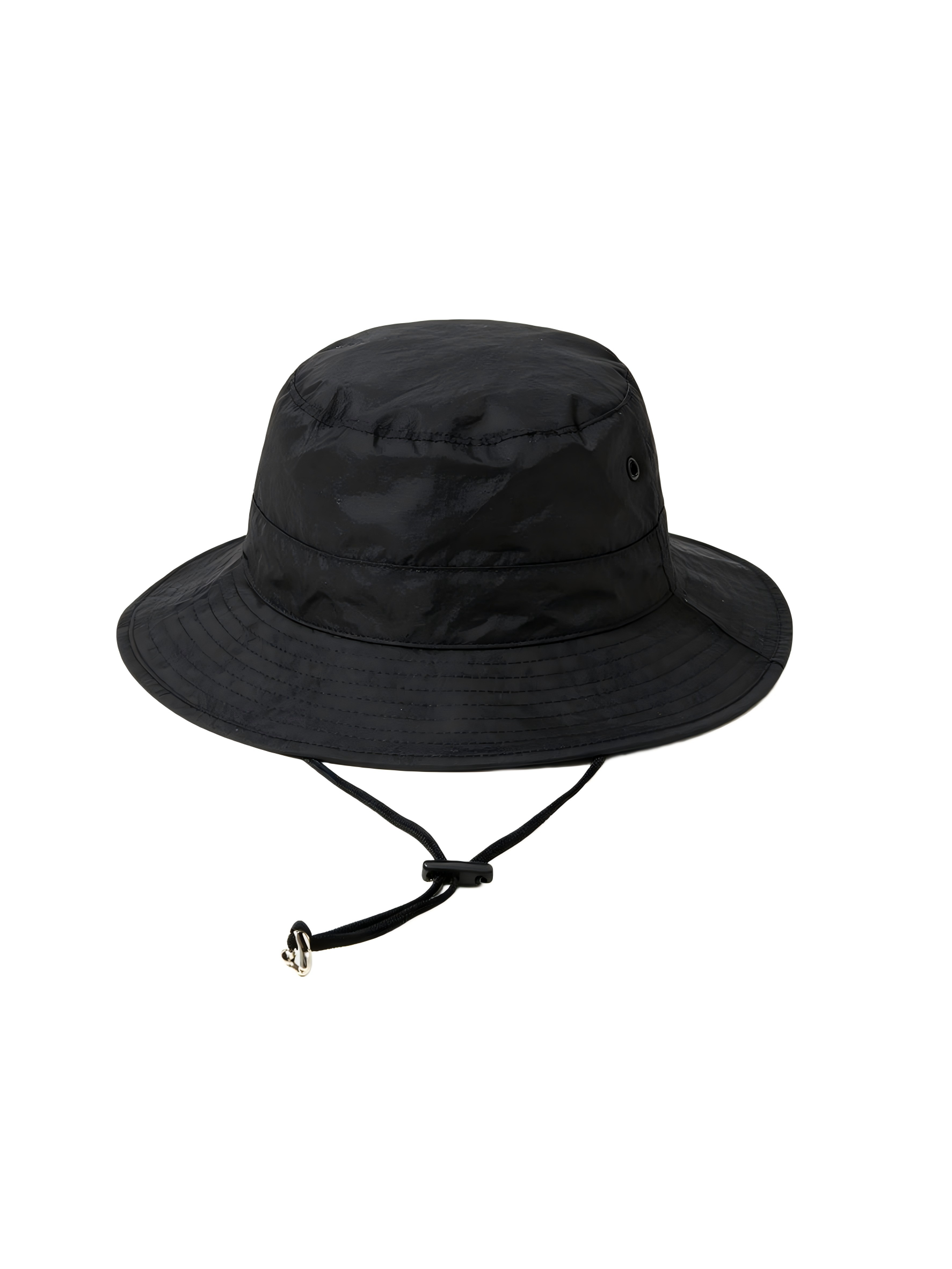 Lightweight Waterproof Polyester Black Bucket Hat With Adjustable Strap for Outdoor Activities