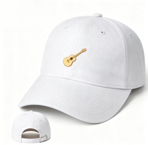 Embroidered Guitar Dad Cap, Washed Cotton Twill Unstructured Baseball Cap, Curved Brim Adjustable Hat for Men Women