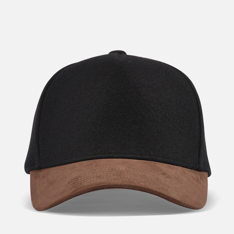 Sweet Ocean Customized High-quality 5-panel Woolen Baseball Cap for Men. Warm Thick Design Fashionable Multi-color Curved Brim