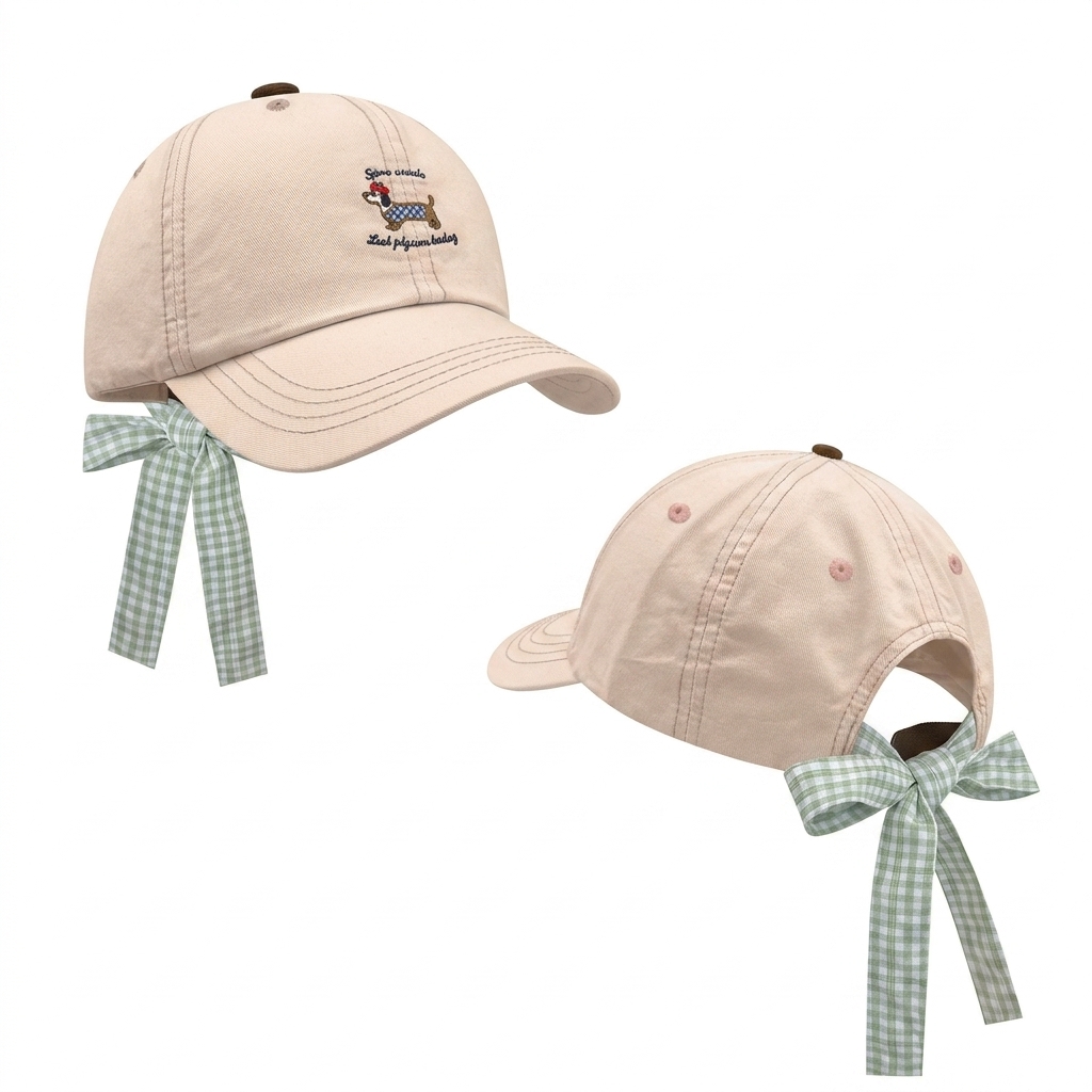 Cute Puppy Bow Tie Baseball Cap with Sun protection
