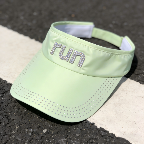 Premium Rhinestone Sport Visor Laser Cut Polyester Running Hat, UPF 50+ for Outdoor Sports