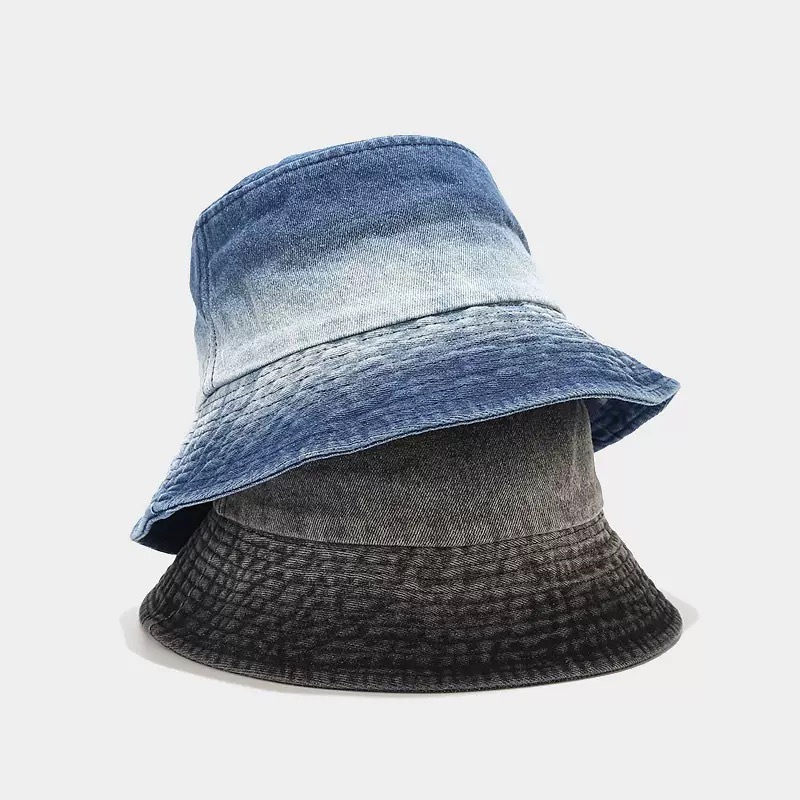 Japanese-style Gradient-colored Denim Fisherman Hat Summer and Spring Sun protection Hat Bucket Hat