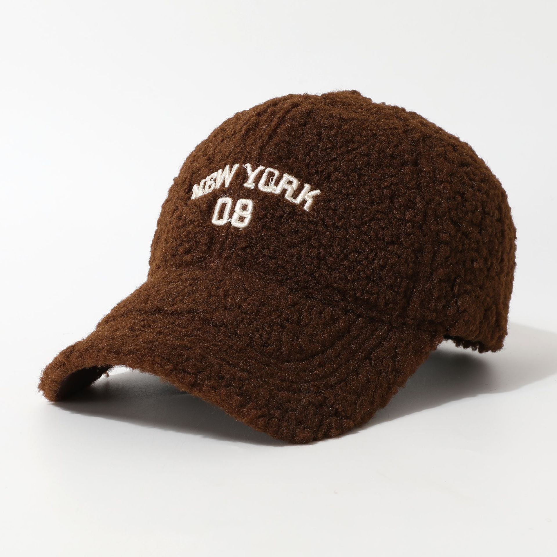 Winter and Autumn Lambskin Baseball Cap - Warm Protective Wind-resistant Letter-stitched Fashionable Plush Baseball Cap