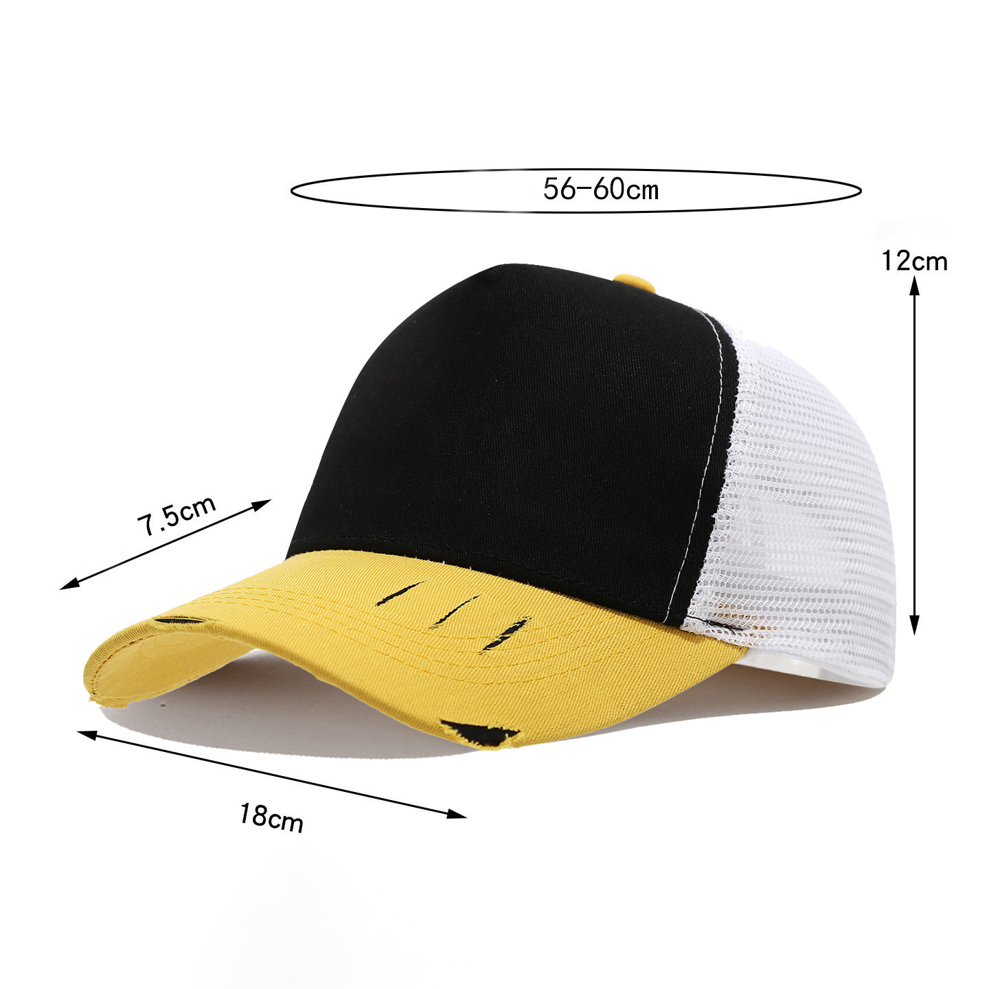 Washed Cotton Mesh Breathable Hole-ridden Vintage 5-Panel Adjustable Four Seasons Outdoor Truck Driver Hat
