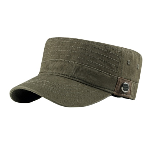 Outdoor Custom Logo Image Style Green Hat 100% Cotton Male Adjustable Flat Top Cap for Travel Sports Party Casual Daily