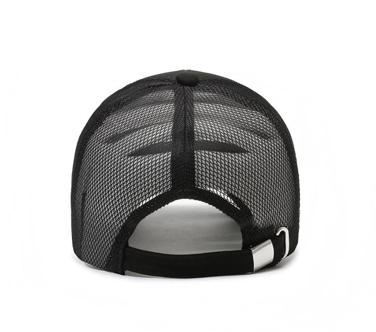 Black Customized Embroidered Trucker Hat - Breathable Mesh Back Streetwear Cap Adjustable Snapback Summer Sun Hat for Unisex