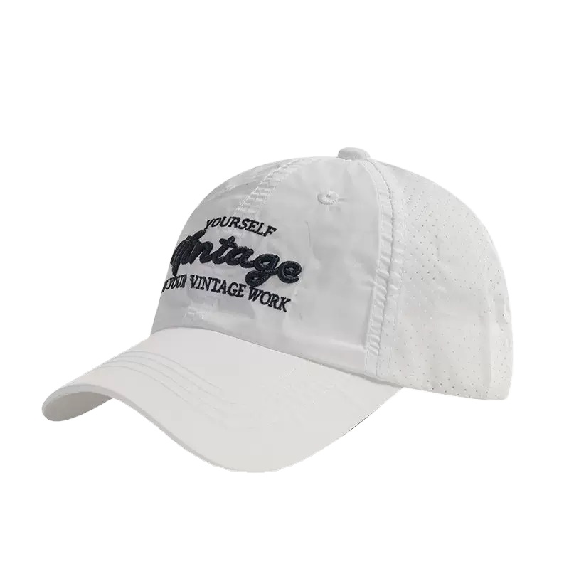 Custom Logo Embroidery Common Curved Back Gold Buckle Baseball Cap Quick Dry Mesh Breathable White Sports for Men Women