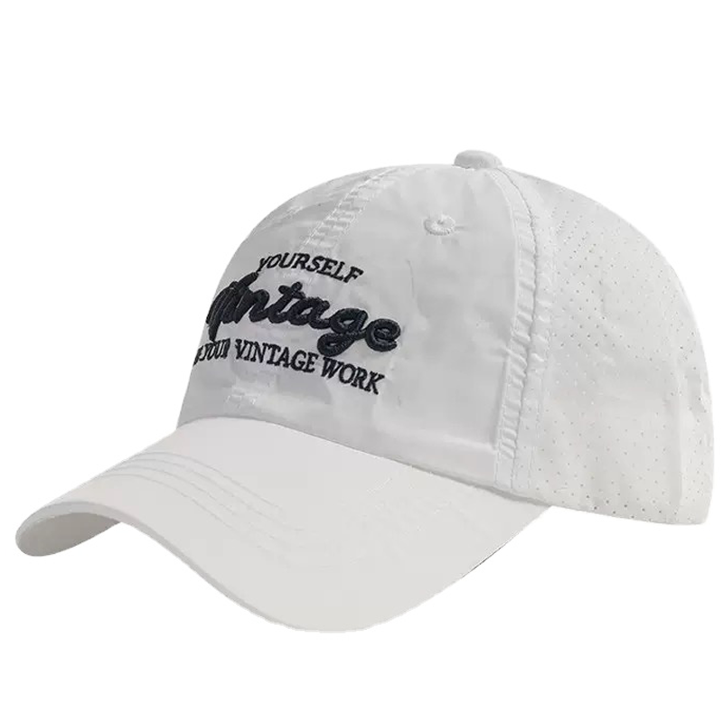 Custom Logo Embroidery Common Curved Back Gold Buckle Baseball Cap Quick Dry Mesh Breathable White Sports for Men Women