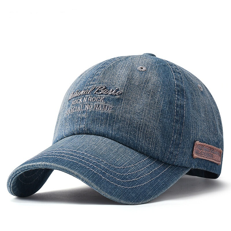 Custom Washed Cotton Denim 6-Panel Embroidery Baseball Cap Vintage Style Puff Printing Sports Dad Hat for Men Women Soft Fabric
