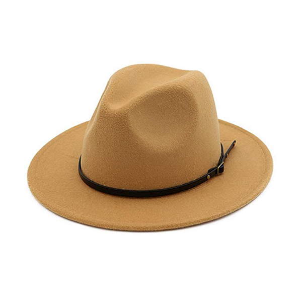 Wholesale Classic Camel Belt Buckle Wide Brim Fedora Panama Hats for Men Women Casual Outdoor Lightweight