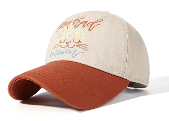 Contrast Color Vintage Embroidered 6-Panel 100% Cotton Baseball Cap Adjustable Unisex Outdoor Travel Use