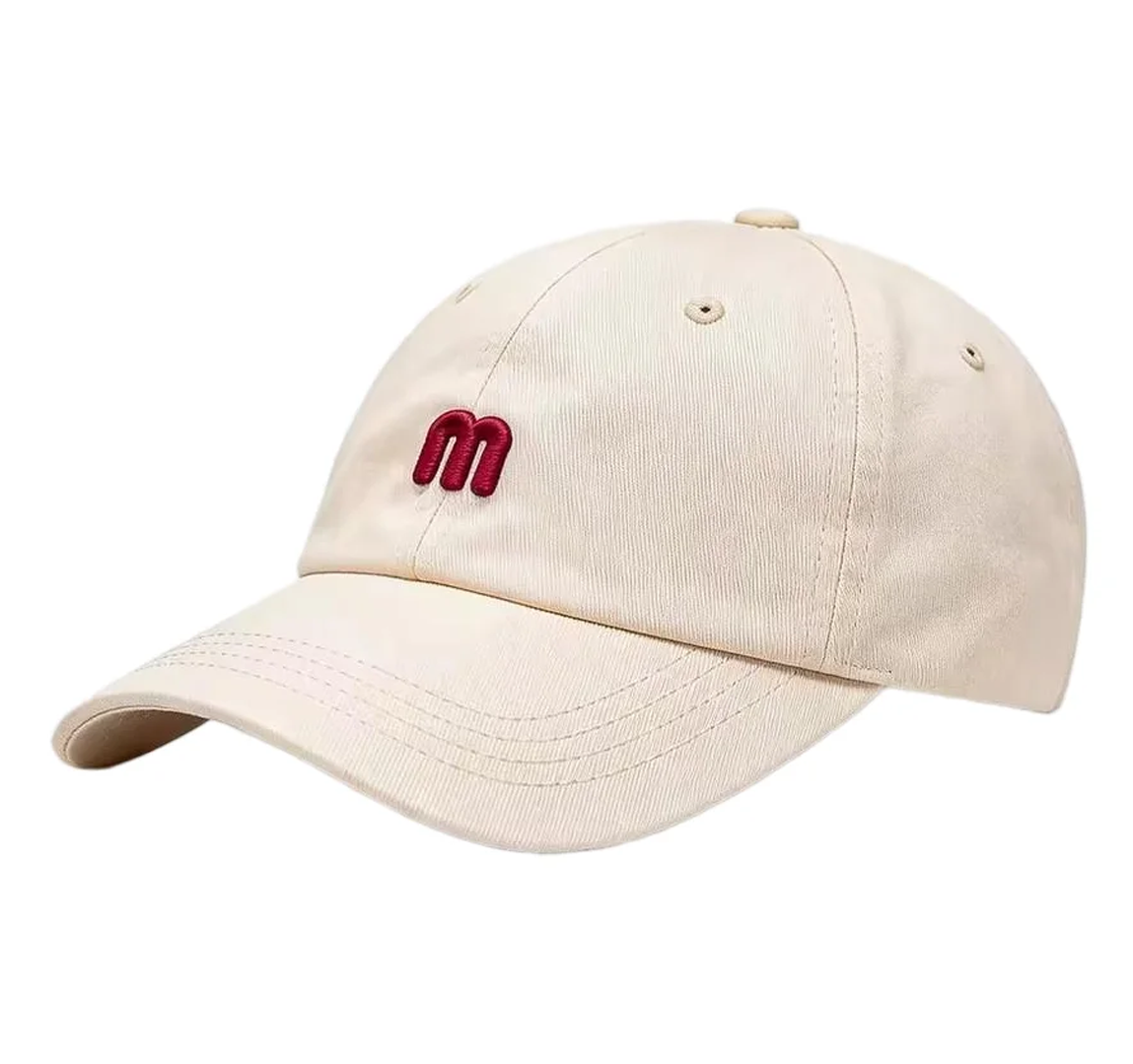 Beige Sporty Vintage Twill Dobby Baseball Cap Soft Top Adjustable Dad Hat Unisex Letter Print Daily Commute Sun Hat