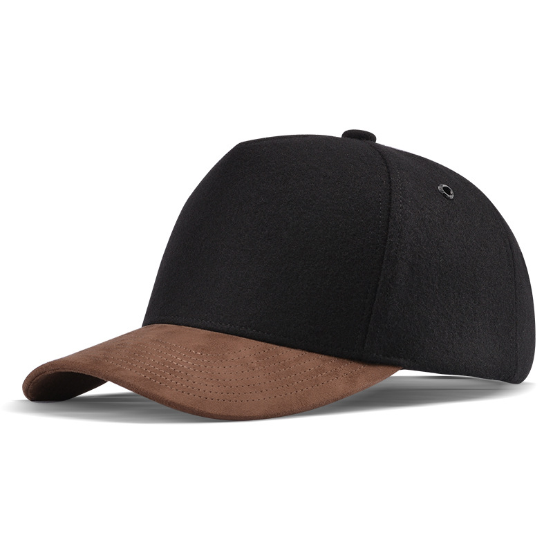 Sweet Ocean Customized High-quality 5-panel Woolen Baseball Cap for Men. Warm Thick Design Fashionable Multi-color Curved Brim