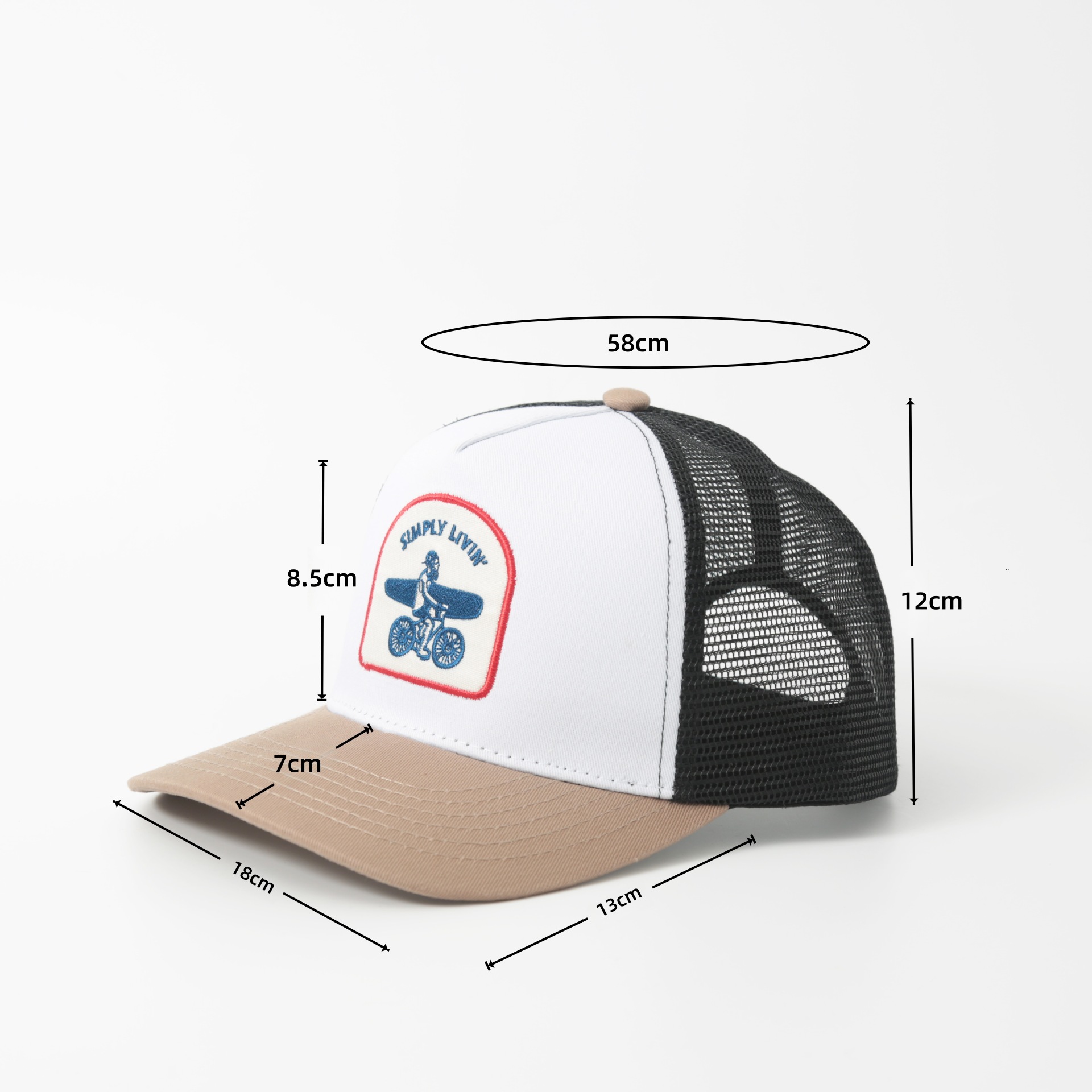 New Cotton Five-layer Mesh Cap with Embroidered Custom logo for Truck Drivers - Casual and Sporty Style