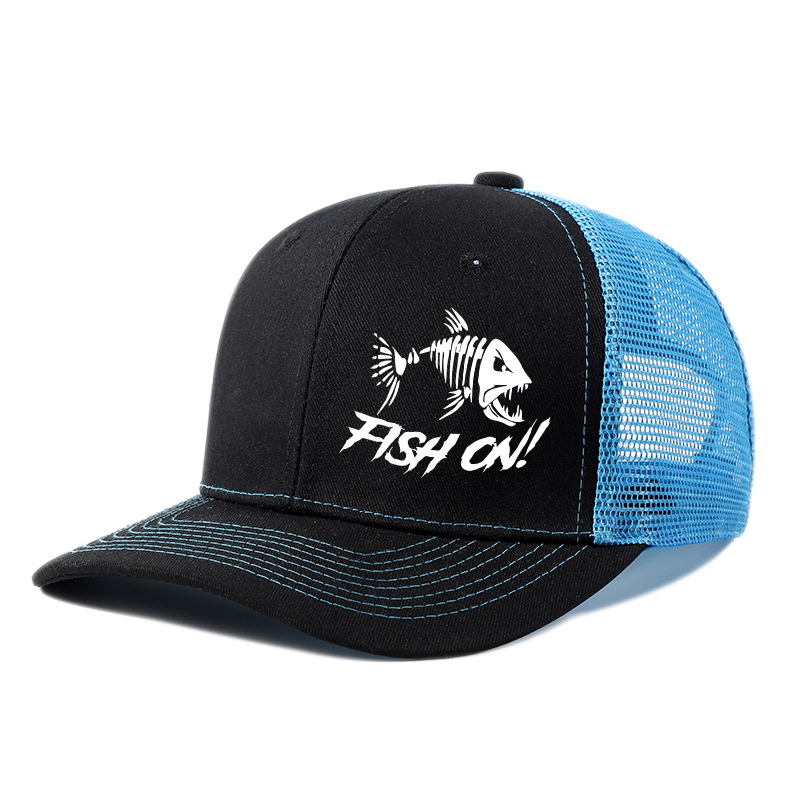 Creative Design Fish Pattern Flat Brimmed Net Cap Ventilated Truck Driver Hat
