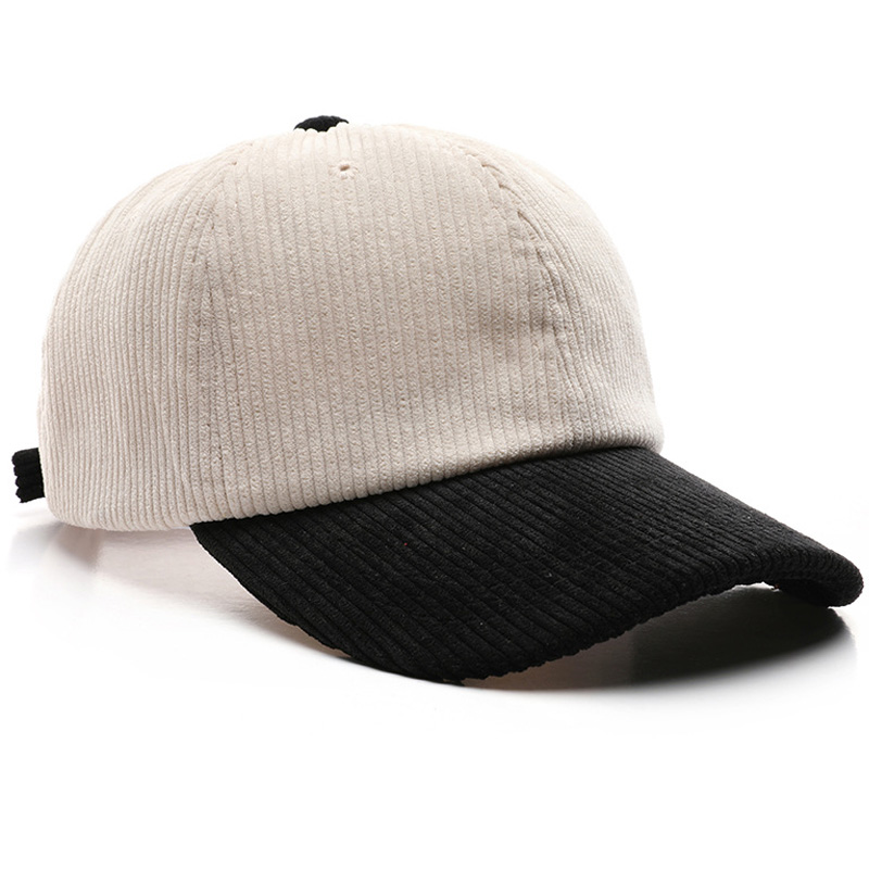 Customized 6-Panel Curved Baseball Cap Retro Double Tone Color Corduroy Outdoor Sunshade Blank Version Available