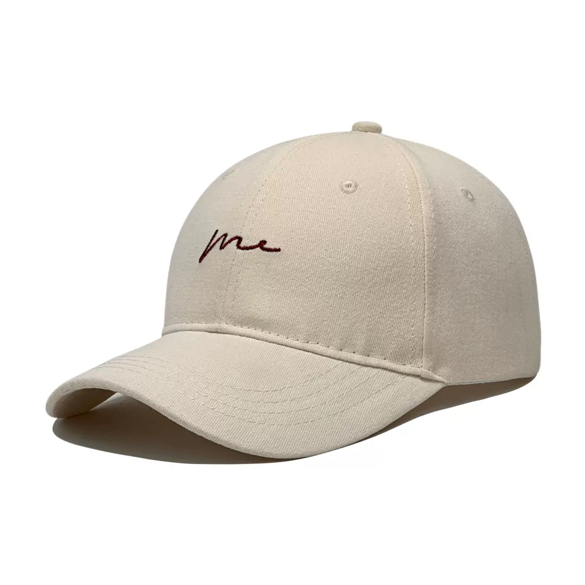 Custom Me Letter Embroidered Baseball Cap, OEM ODM 6 Panel Cotton Baseball Hat with Custom Logo